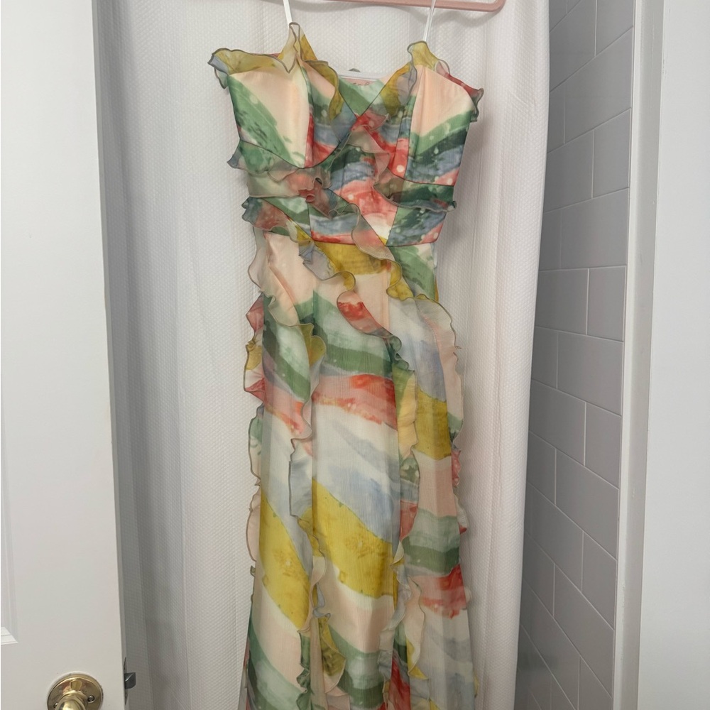 Hutch Strapless Watercolor Maxi Dress 2 - Picture 4 of 7